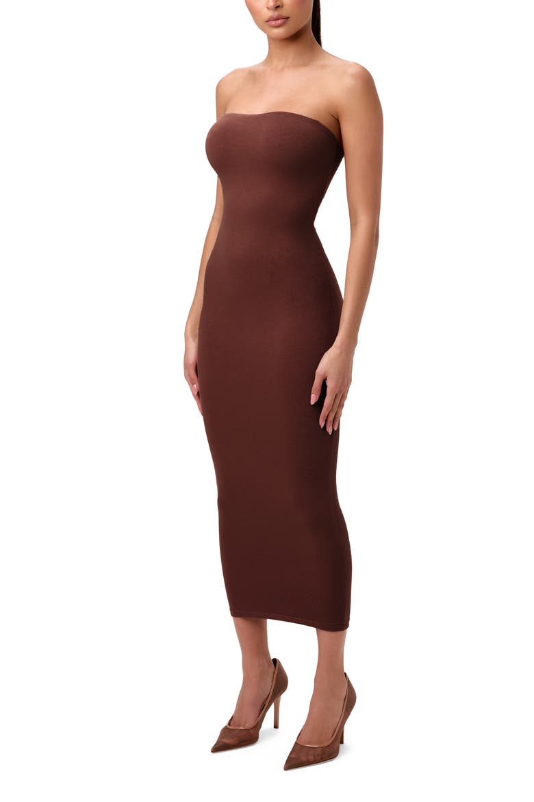 Body-Con Midi Tube Dress, Alternate, color, CHOCOLATE