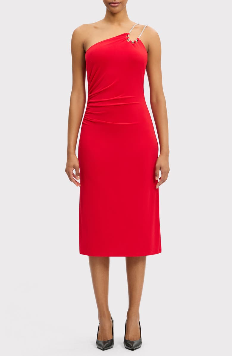 Herve Leger Strappy Jersey Midi Dress, Main, color, Cardinal