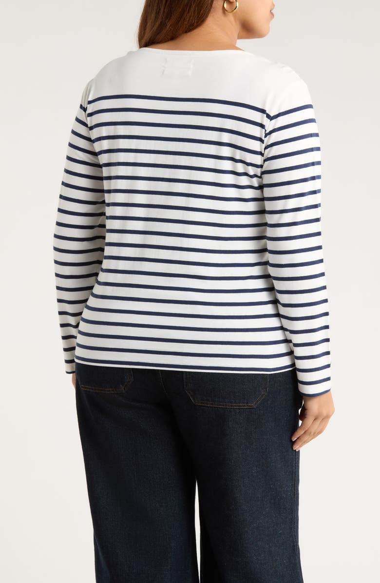 Seasalt Cornwall Sailor Stripe Long Sleeve Organic Cotton T-Shirt, Alternate, color, Falmouth Breton Chalk Maritime