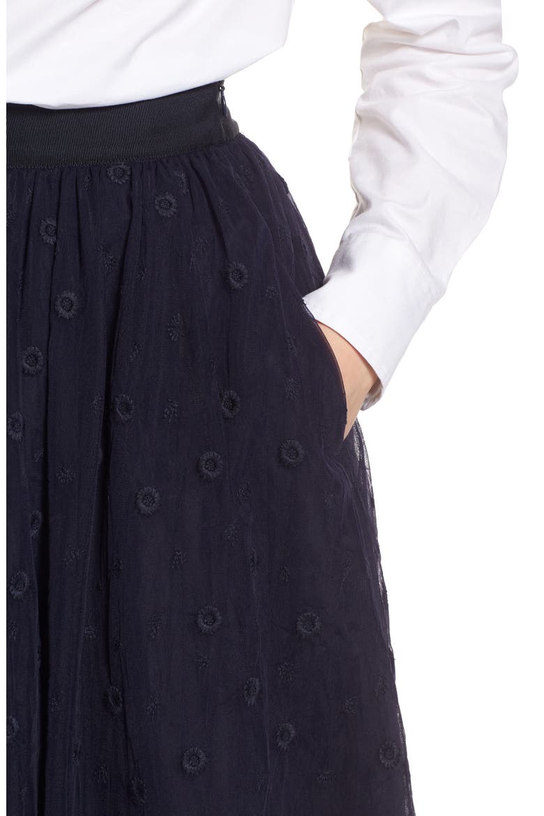 Embroidered Tulle Skirt, Alternate, color, NAVY NIGHT