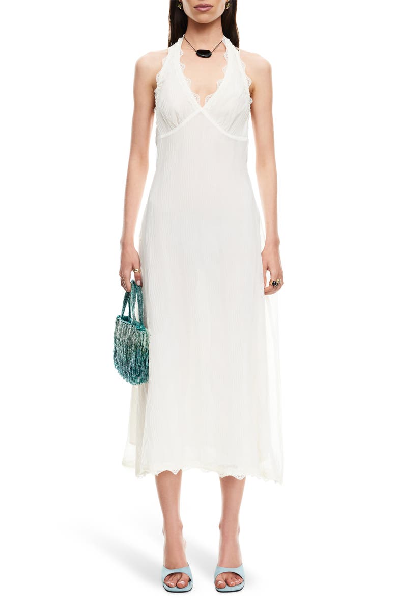 LIONESS Stars Align Halter Midi Dress, Main, color, Cream