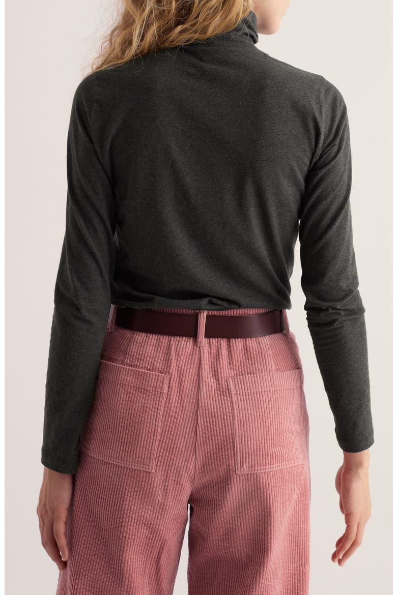 Landing Turtleneck Stretch Organic Cotton Top, Alternate, color, ONYX