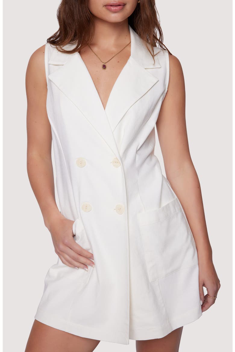 Siren Dream Double Breasted Sleeveless Romper, Alternate, color, WHITE