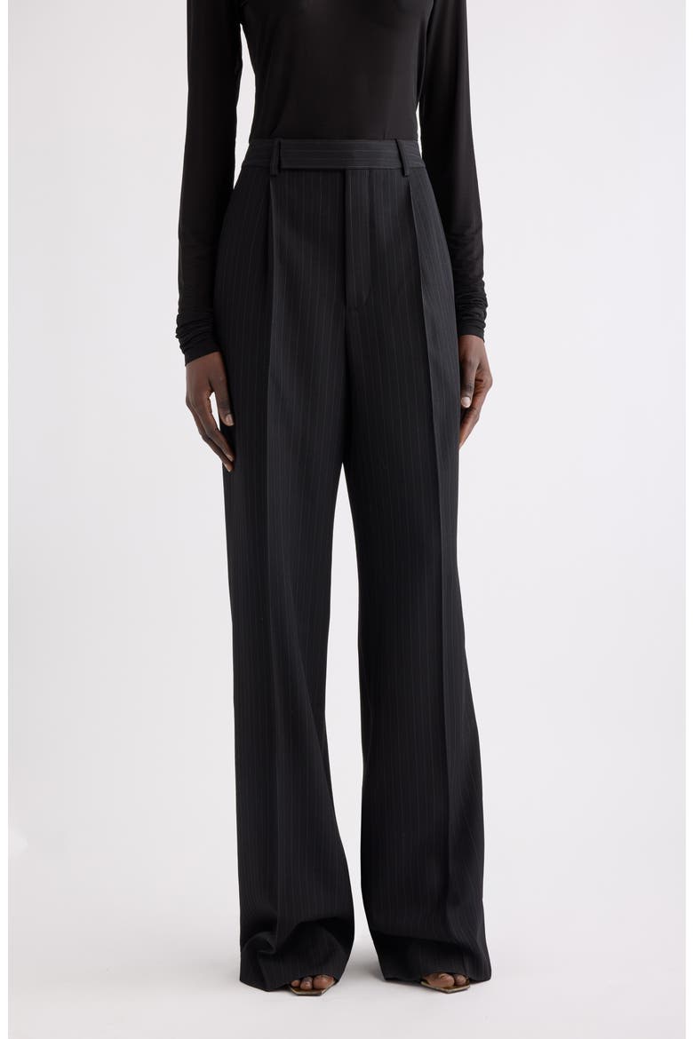 Pinstripe Wide Leg Pants, Main, color, NOIR/ GRIS