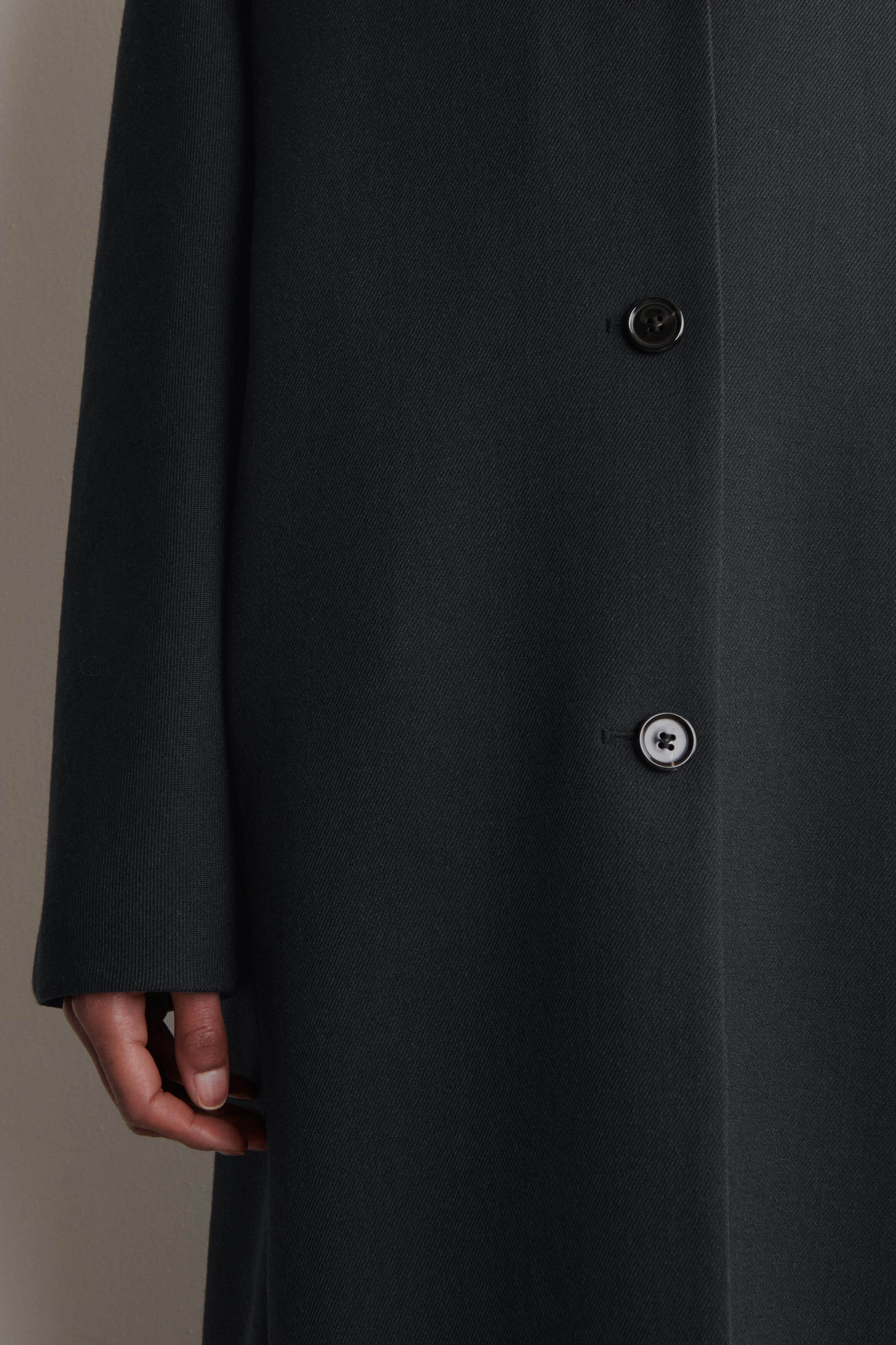 Collarless Wool-Twill Coat - image 2