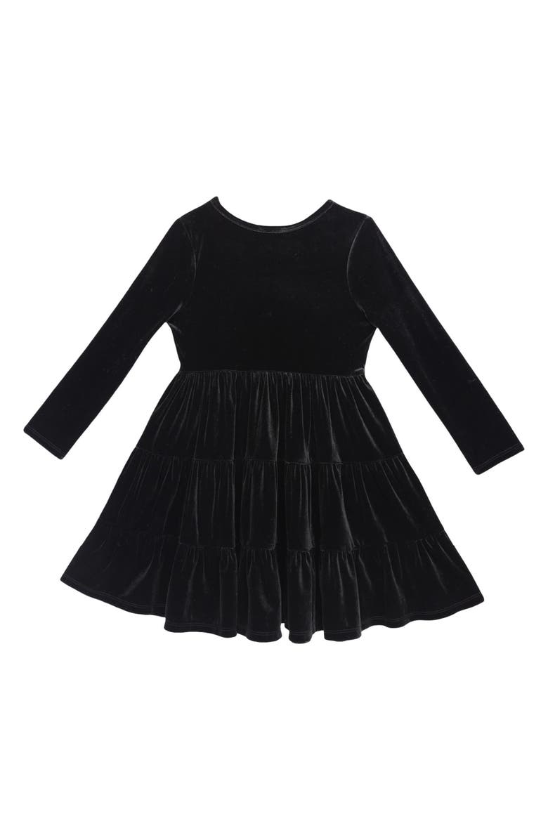 Zunie Kids' Long Sleeve Velvet Tiered Dress, Alternate, color, Black