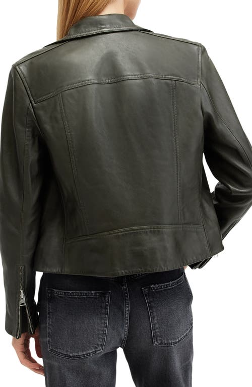 Allsaints Dalby Slim Fit Leather Biker Jacket In Rosin Green