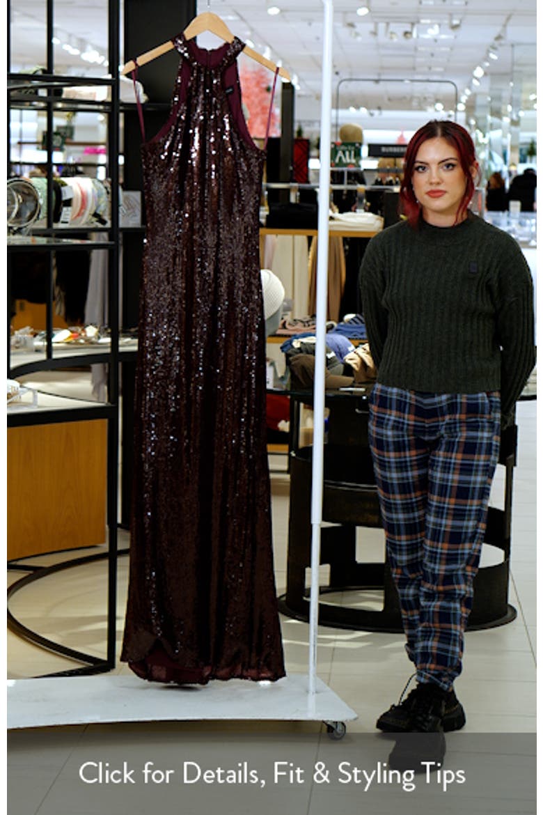 Sequin High Neck Sheath Gown video