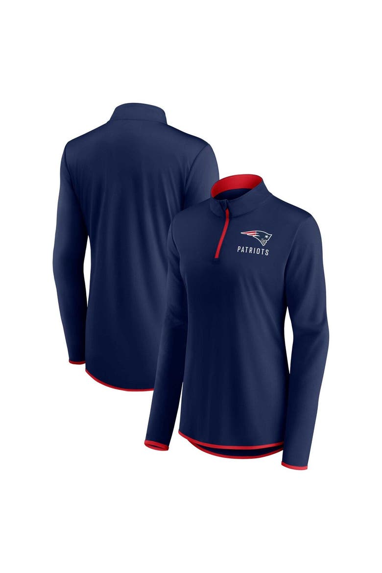 Women's Fanatics Branded Navy New England Patriots Plus Size Worth the Drive Quarter-Zip Top, Main, color, Navy