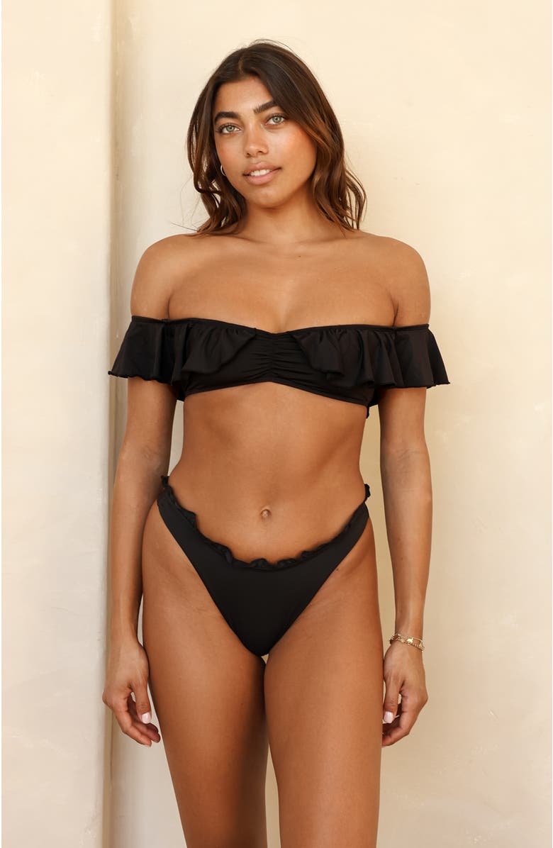 Dippin Daisys Siren Bandeau Bikini Top, Alternate, color, Black