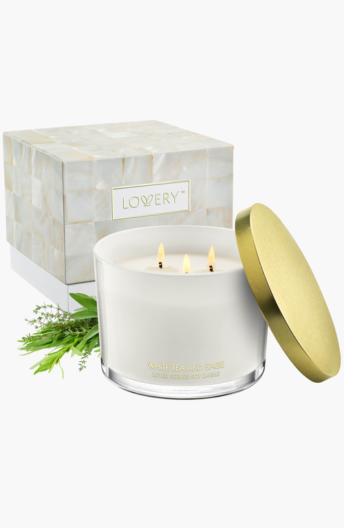 Lovery Deluxe White Tea & Sage Candle Gift Set In Multi