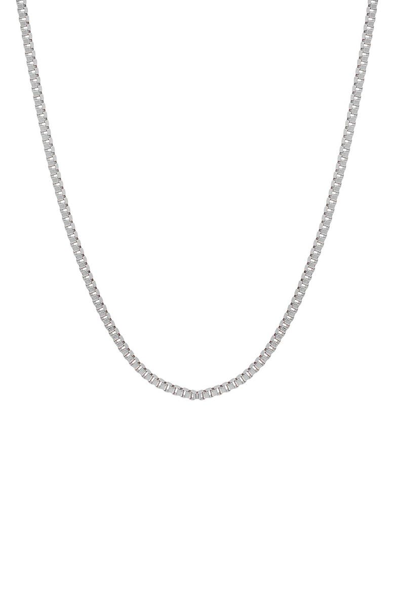 Men's 18k Gold Plated Box Link Chain Necklace, Main, color, SILVER