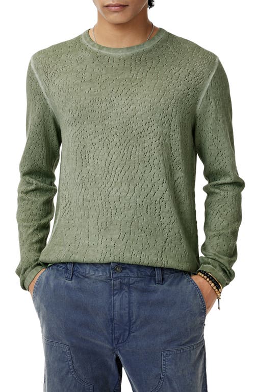 John Varvatos Camden Open Stitch Organic Cotton Sweater In Light Olive