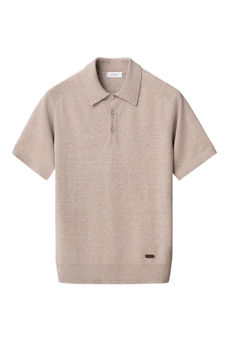 Linen & Cotton Fine Knit Polo, Alternate, color, LIGHT BEIGE