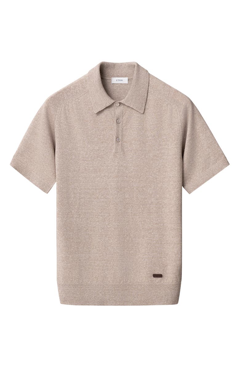 Eton Linen & Cotton Fine Knit Polo, Alternate, color, Light Beige