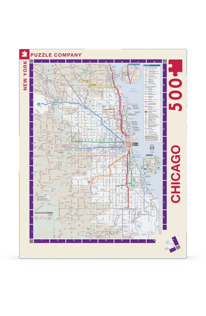 NEW YORK PUZZLE COMPANY Chicago Transit Map 500 Piece Puzzle, Main, color, NO COLOR