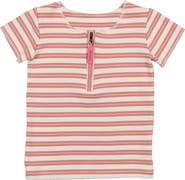 Manière Kids' Stripe Zip Short Sleeve Top