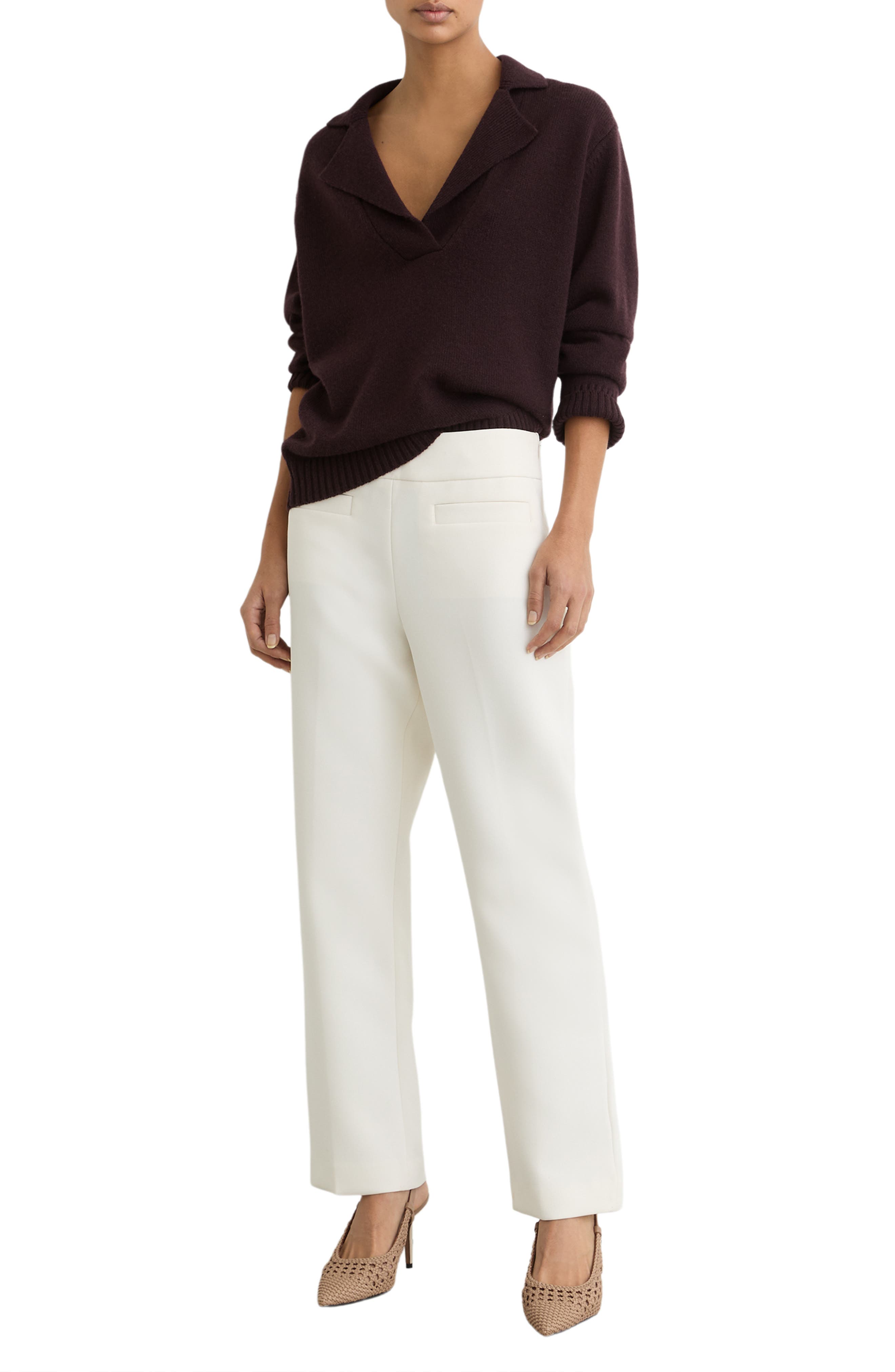 Reiss Lena Slingback Pointed Cap Toe Pump, Alternate, color, Taupe