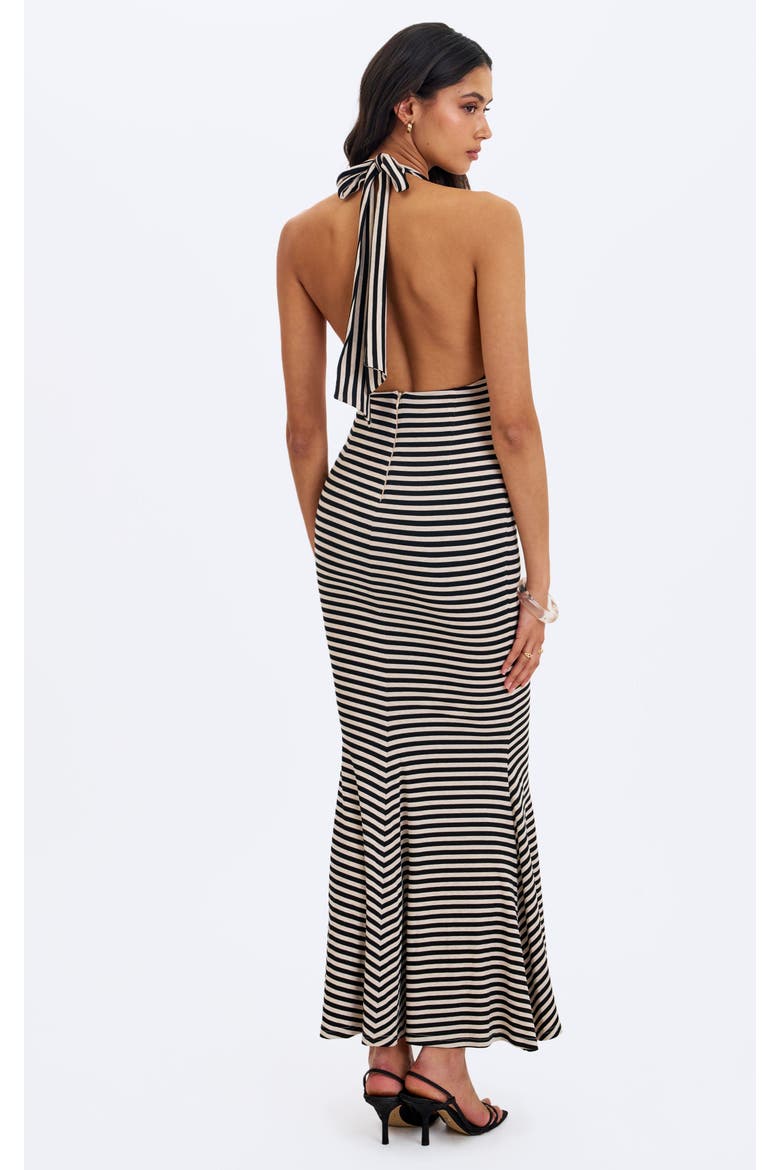 Hannah Lyocell Jersey Striped Mermaid Maxi Dress, Alternate, color, Almond & Black