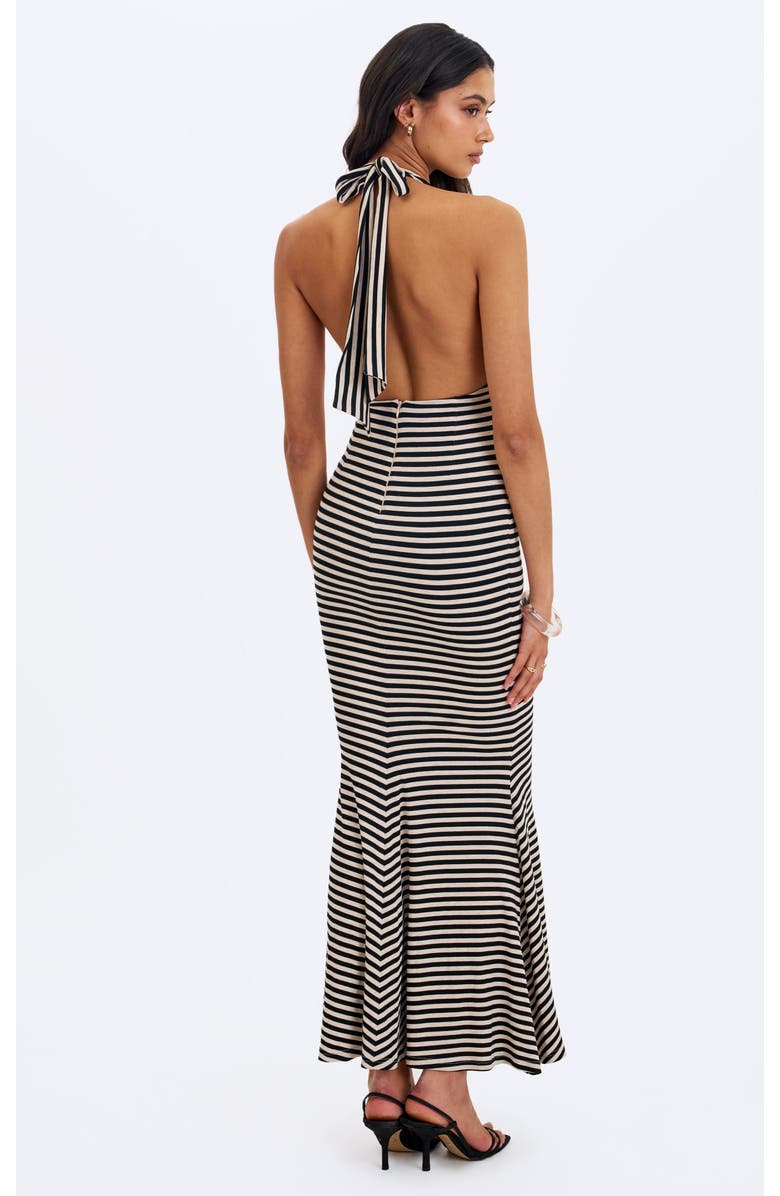 Miss Circle Hannah Lyocell Jersey Striped Mermaid Maxi Dress, Alternate, color, Almond & Black