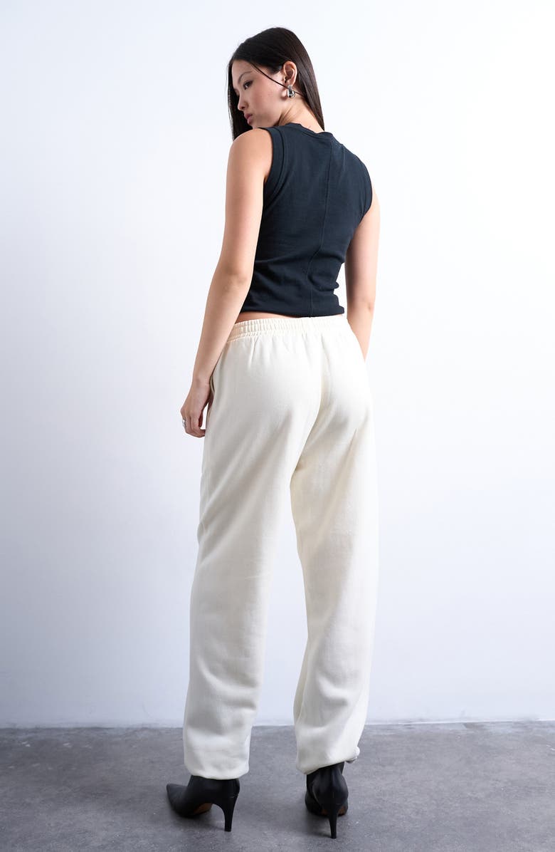 Topshop Pintuck Sweatpants, Alternate, color, Cream