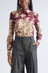 Dolce&Gabbana Floral Stretch Silk Button-Up Shirt