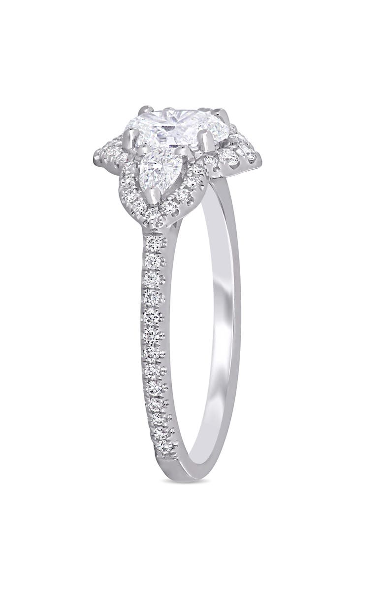 Julianna B. Diamond 3-Stone Halo Engagement Ring 14k, Alternate, color, 14K White Gold
