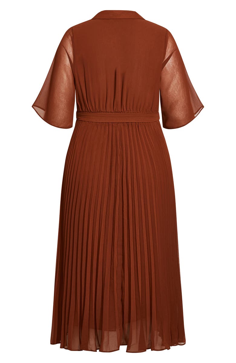 City Chic Lily Pleated Faux Wrap Maxi Dress, Alternate, color,