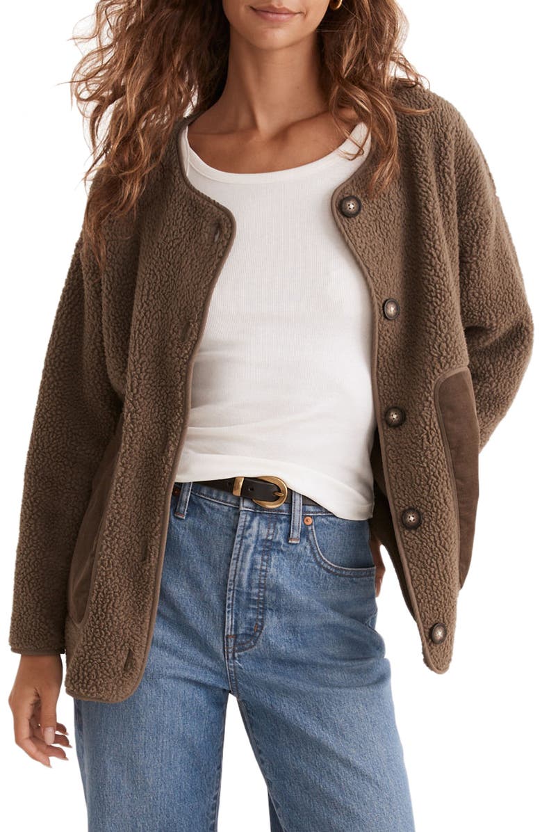 Madewell Resourced Fleece Cardigan Jacket, Main, color,