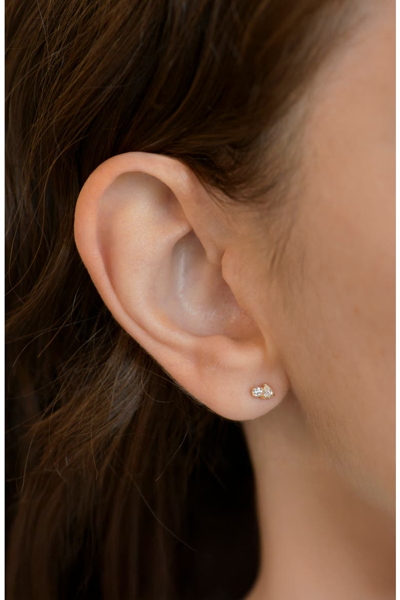 Cléo Jumelle Lab Grown Diamond Stud Earring, Alternate, color, 14K YELLOW GOLD/ DIAMOND