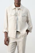MANGO Tonal Stripe Linen Jacket