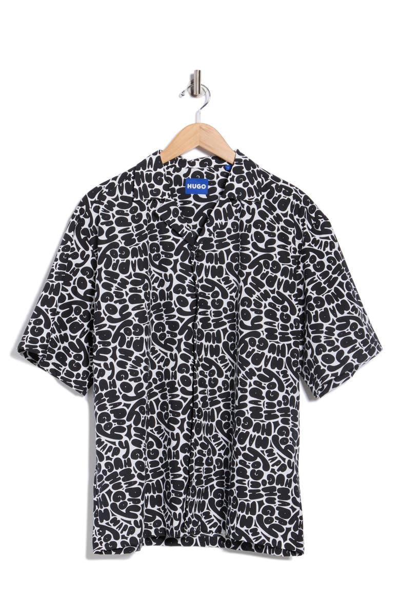 BOSS Eligino Button-Up Resort Shirt, Main, color, Black