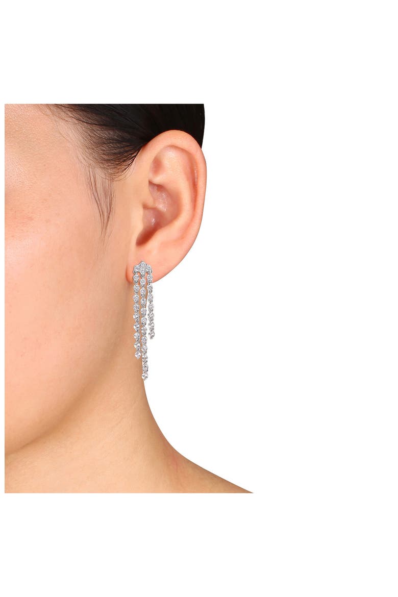 Sterling Silver Created White Sapphire Chandelier Earrings, Alternate, color, SILVER