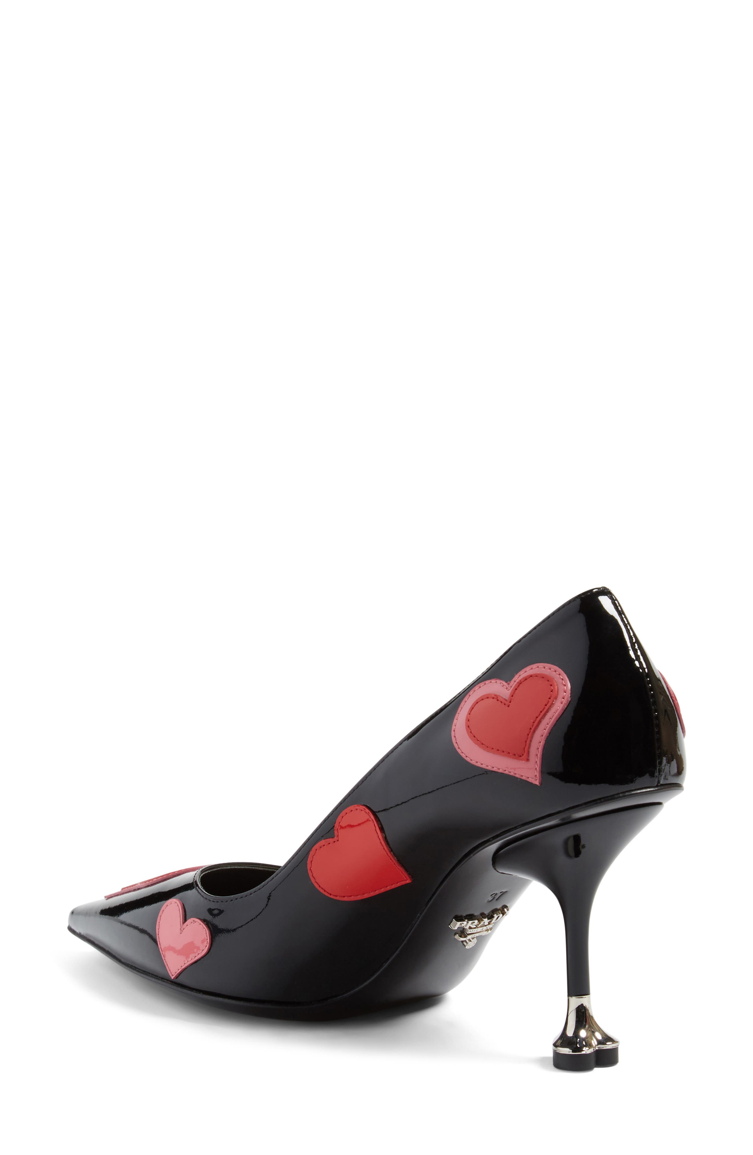 Heart Pointy Toe Pump, Alternate, color, BLACK/ RED