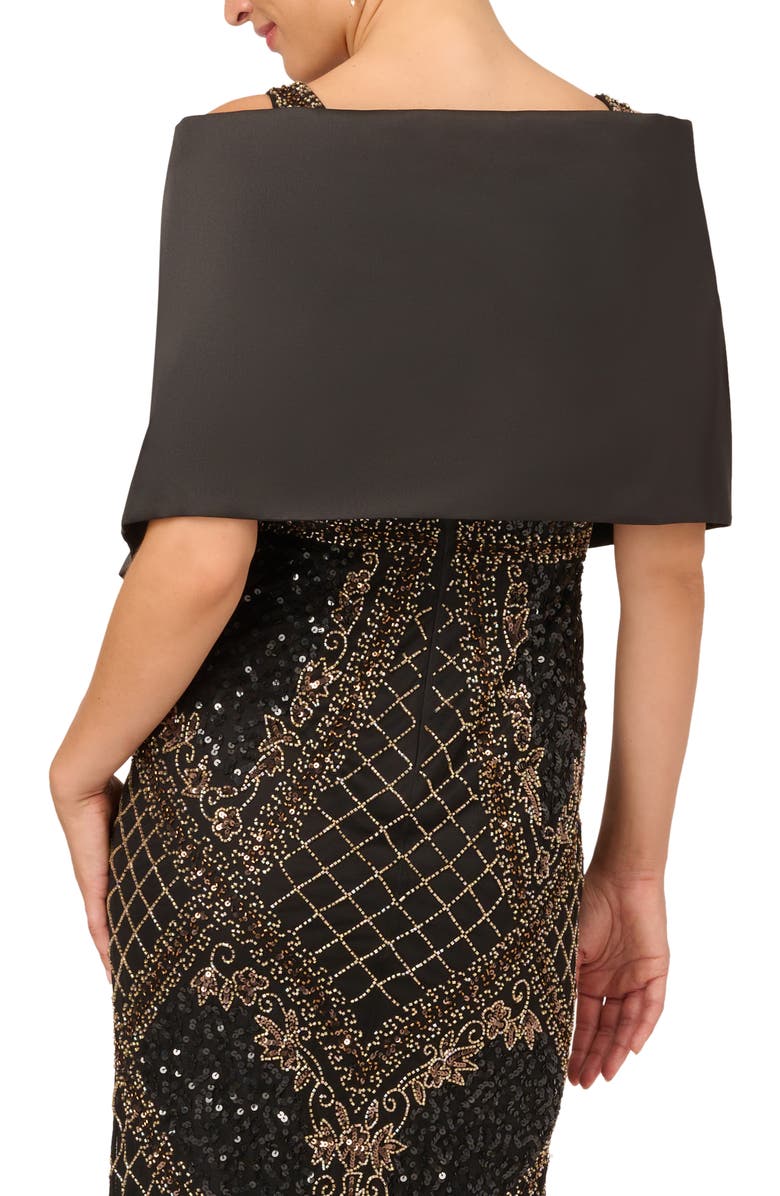 Adrianna Papell Mikado Embellished Wrap Shrug, Alternate, color, Black