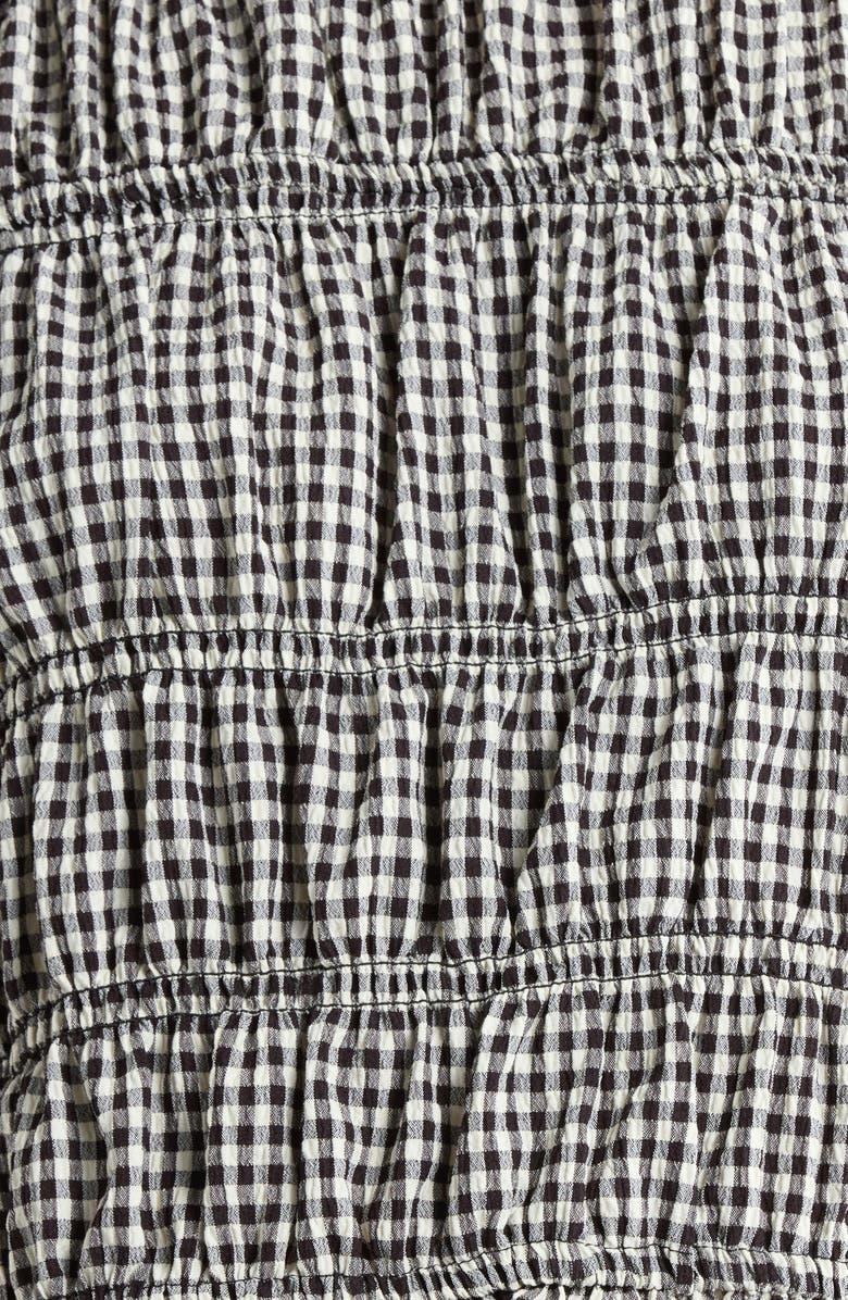 Vince Camuto Gingham Smocked Ruffle Trim Top, Alternate, color, Rich Black