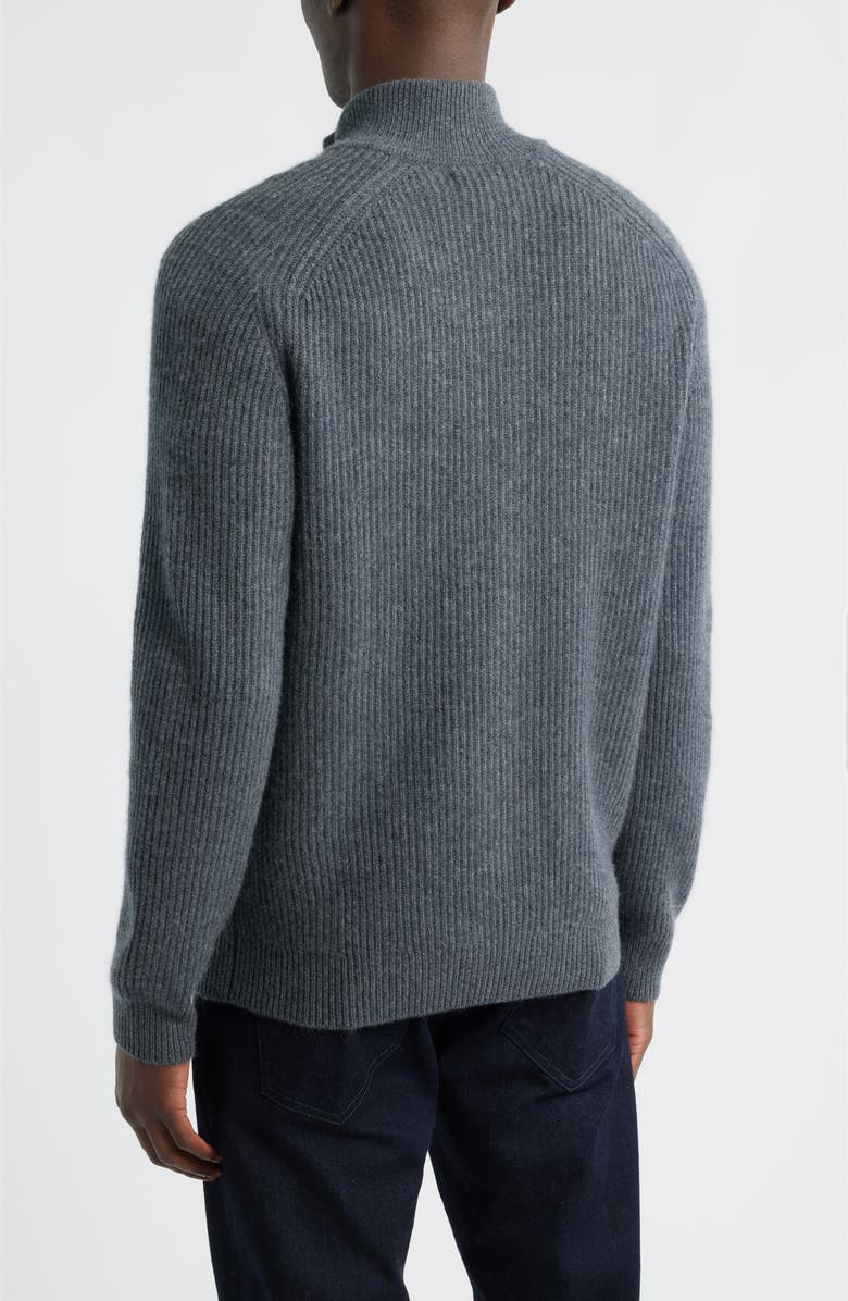 Nordstrom Luxe Cashmere Zip Cardigan, Alternate, color, Grey Embers Heather