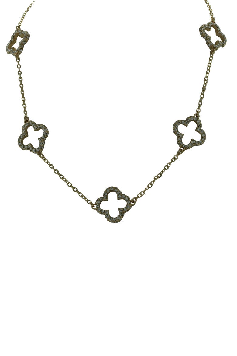 Pavé CZ Clover Necklace, Main, color, GOLD