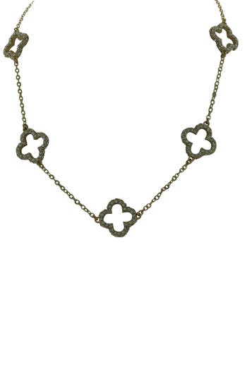 Olivia Welles Pavé Cz Clover Necklace In Gold