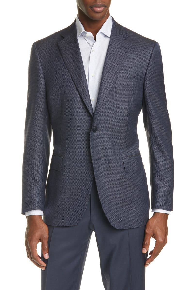Canali Siena Classic Fit Solid Silk & Wool Blazer, Main, color,