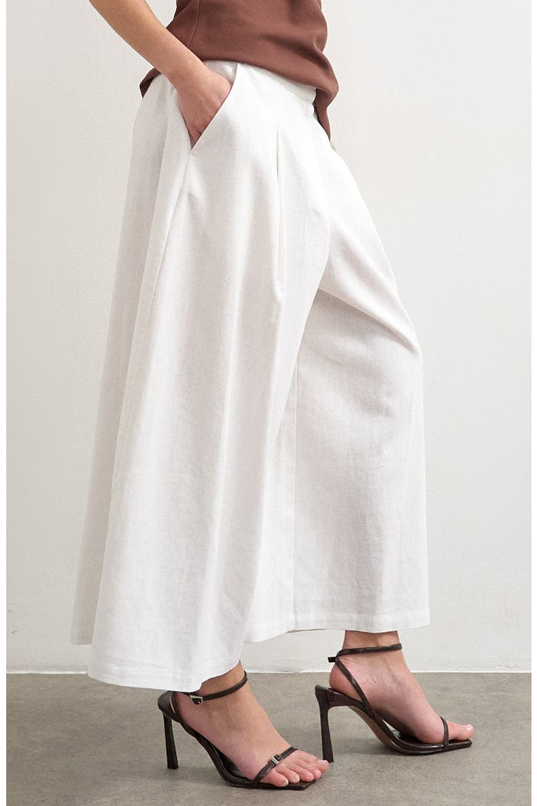 Linen Blend Culottes, Alternate, color, WHITE