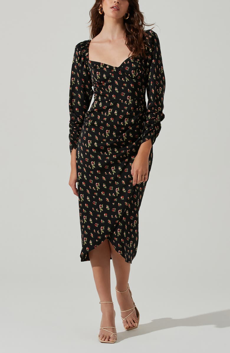 ASTR the Label Floral Print Long Sleeve Dress, Alternate, color, 