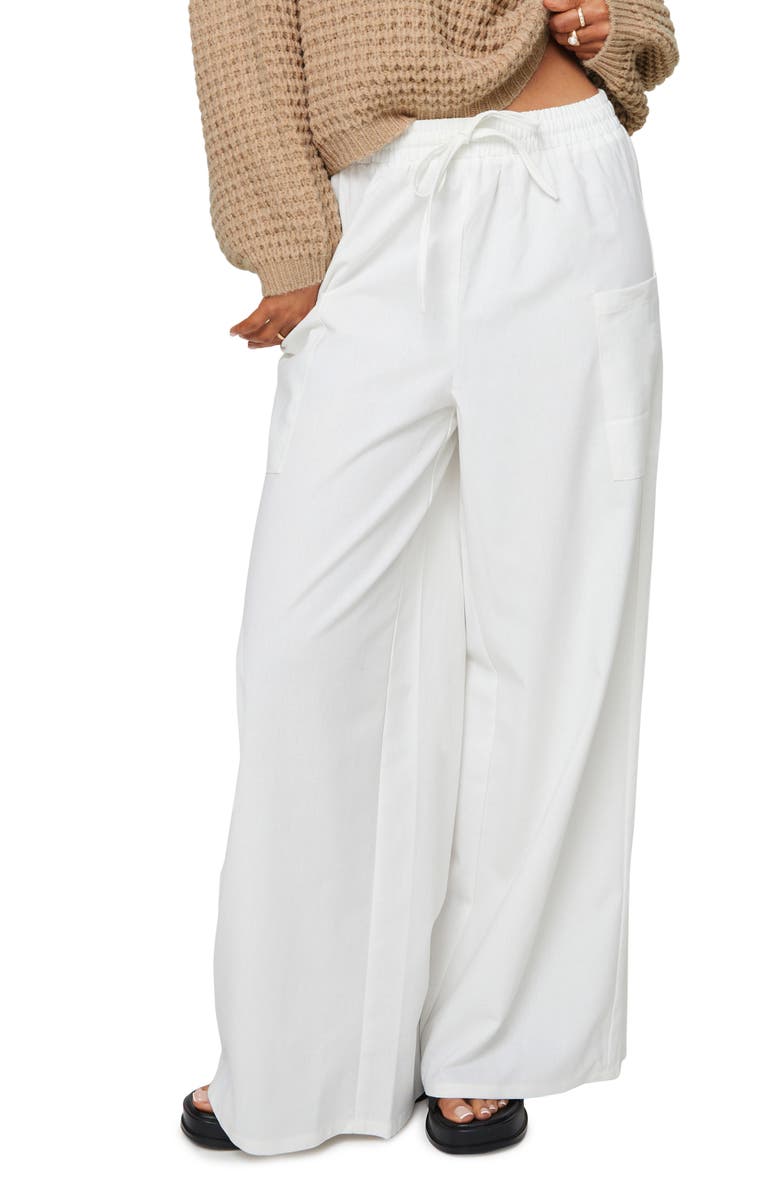 Princess Polly Brunie Wide Leg Cotton & Linen Cargo Pants, Main, color, 