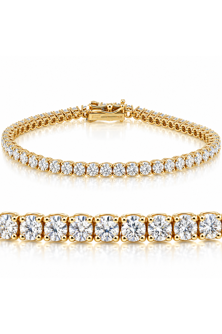 5 Carat Tw Round Cut Lab Grown Diamond Tennis Bracelet 14k Gold Lab Grown, Main, color, 14k Yellow Gold