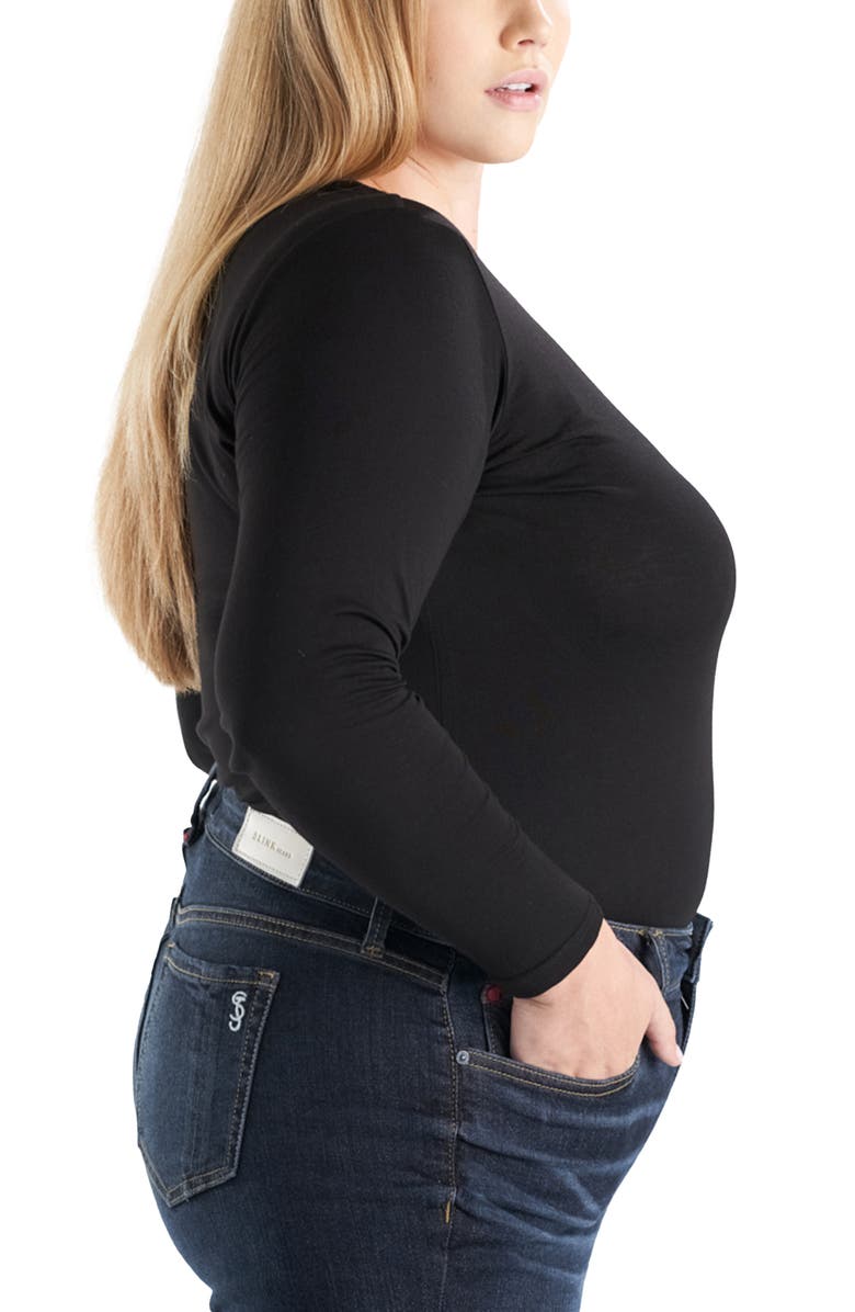 SLINK Jeans Crewneck Long Sleeve Pocket T-Shirt, Alternate, color, Black