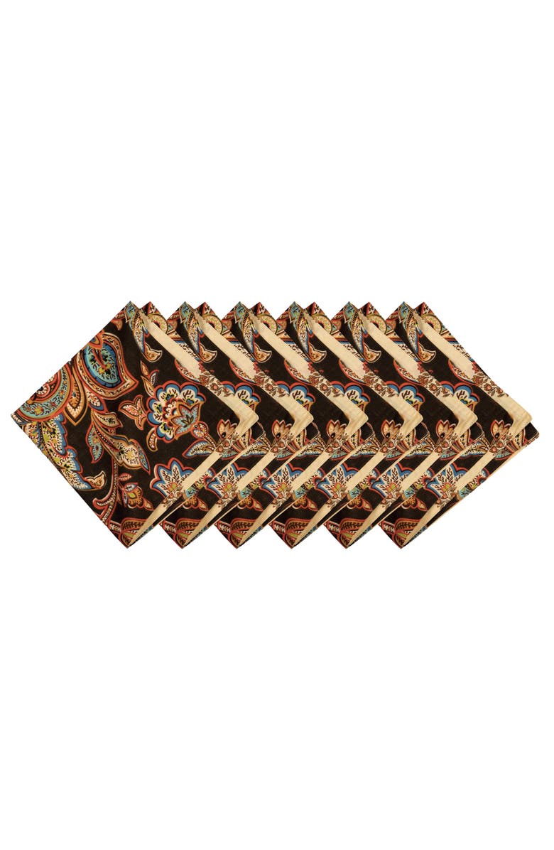 C&F Home Dorothy Autumn Brown Cotton Napkins Set of 6 - Quilted Paisley, Main, color, Yellow