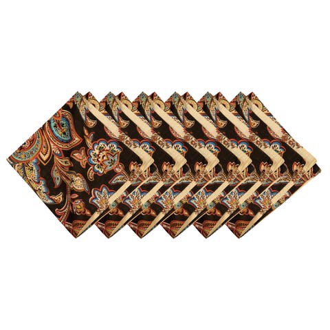 Dorothy Autumn Brown Cotton Napkins Set of 6 - Quilted Paisley