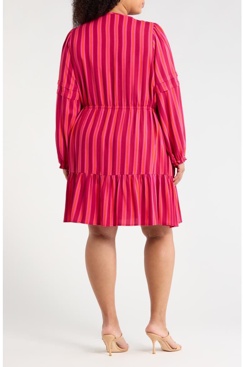 Clarisa Stripes Lomie Long Sleeve Dress, Alternate, color, FUCHSIA-ORANGE