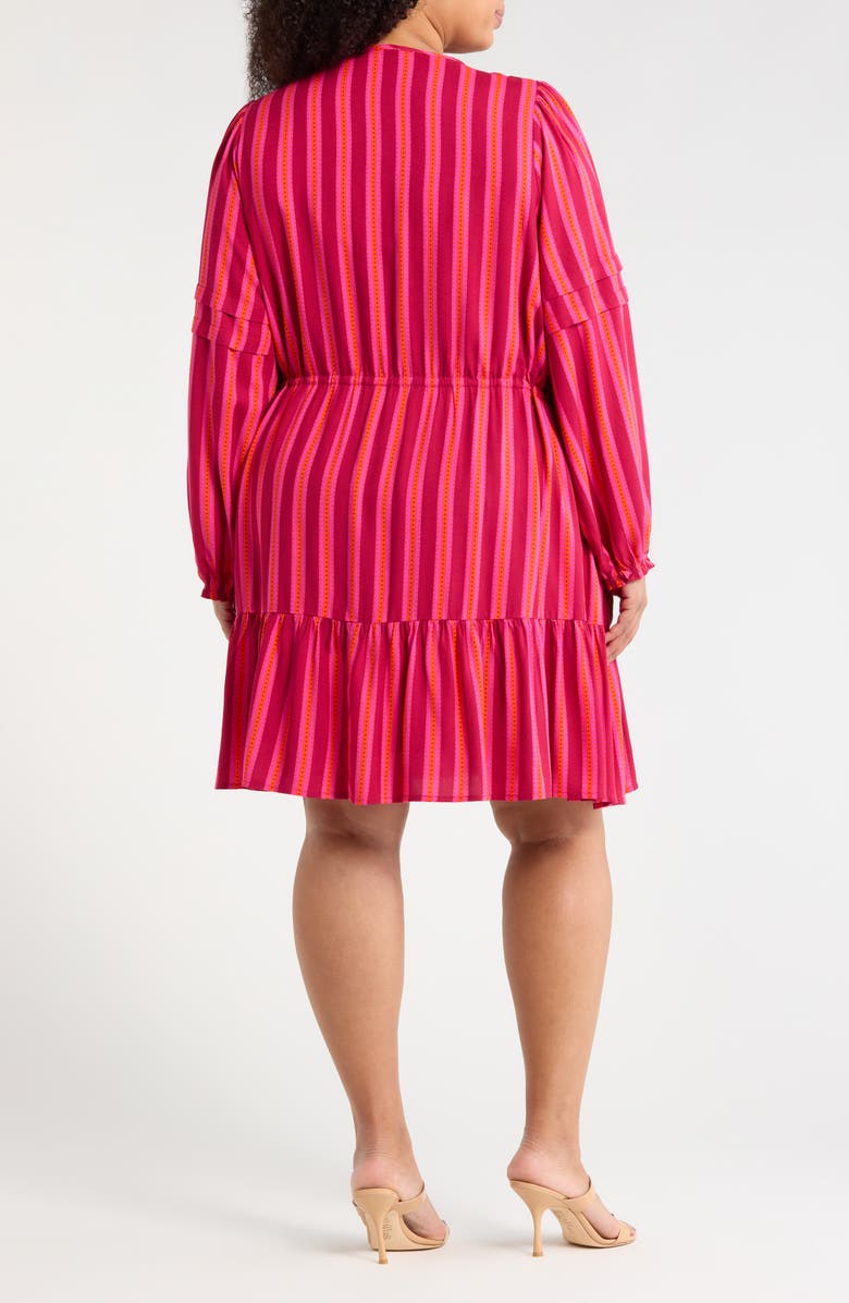 SUGARLIPS Clarisa Stripes Lomie Long Sleeve Dress, Alternate, color, Fuchsia-Orange