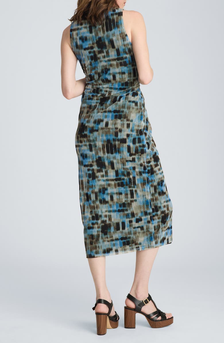 Kenneth Cole Abstract Print Side Ruched Mesh Dress, Alternate, color, Lake Blue Multi